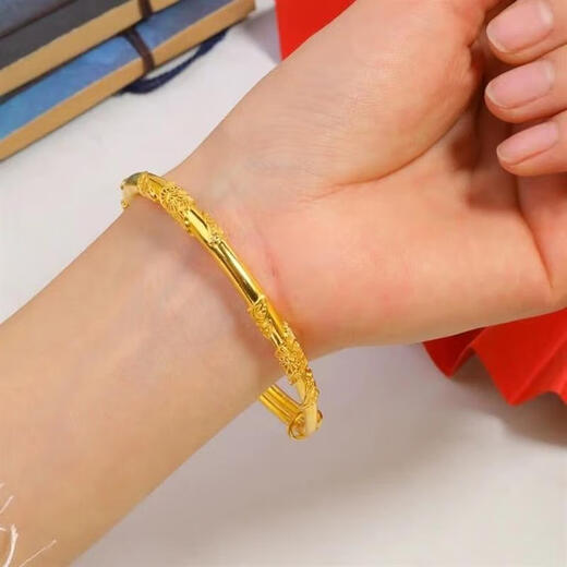 Jiaye gold-plated silver-filled flowery bracelet bracelet, gold-plated silver-plated glossy push-pull bracelet for your girlfriend, flowery bracelet
