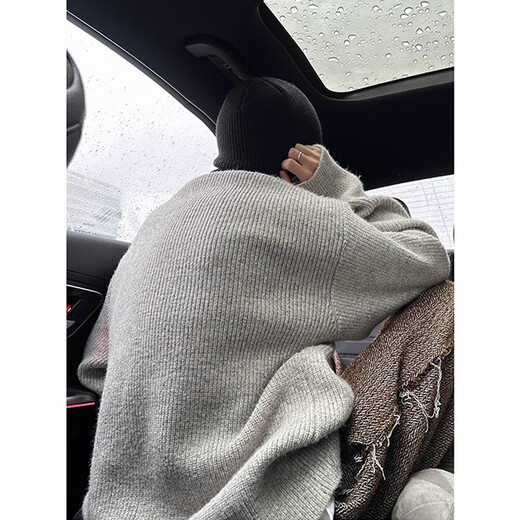 Jing Sa heavyweight thickened loose outer sweater men's autumn and winter retro lazy old money style inner Henry collar sweater men's trendy gray XL