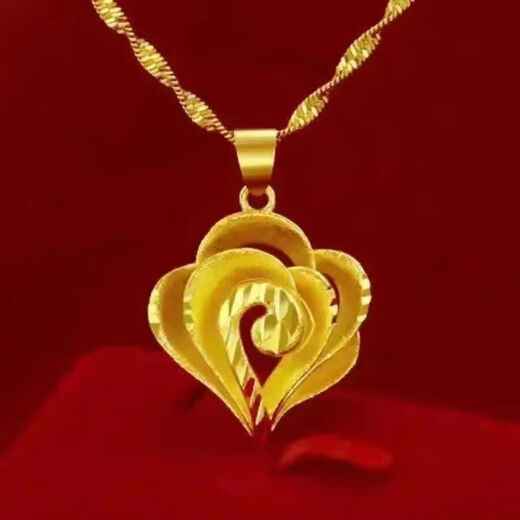 Luanjie 9999 Pure Gold Necklace Women's Love Sunflower Fashion Versatile Conch Imitation Gold Niche Design Pendant for Gifts Phoenix Pendant Lao Fengxiang Same Style 3.58 Grams Will Price 3986 Lao Fengxiang Same Style