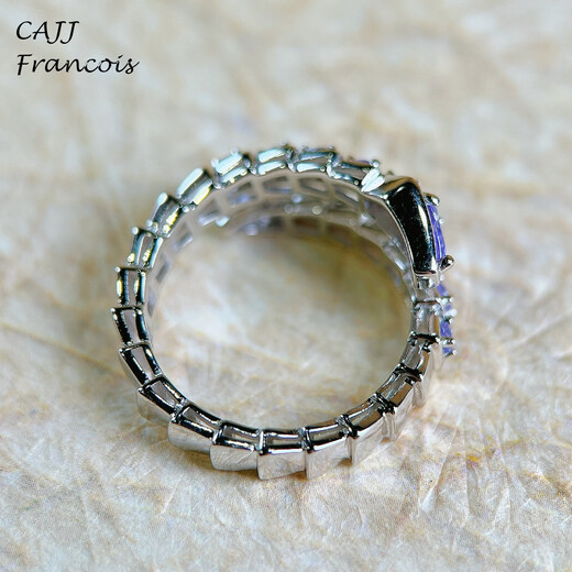 CAJJ Francois tanzanite snake ring 925 silver natural colored treasure luxury snake ring gift for self-wear design Hong Kong 13#