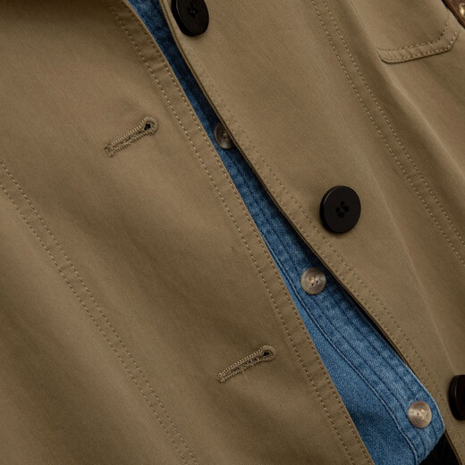 Sibaishe Lapel Windbreaker Women's 2025 Autumn New Contrast Color Splicing Single-breasted Long-Sleeved Temperament Jacket