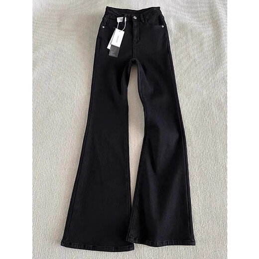 Хлопковый ятаган из листьев ивы плюс бархатные утолщенные джинсы для мужчин осенью и зимой, новый уличный модный бренд, узкая версия, брюки-ботфорты FY9131, черные плюс бархатные, высокого качества XL 130-150Jin Jin равен 0,5 кг