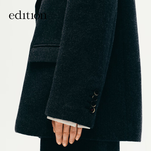 Edition woolen coat for women 2025 winter new woolen silhouette retro female gentleman suit jacket dark floral gray L