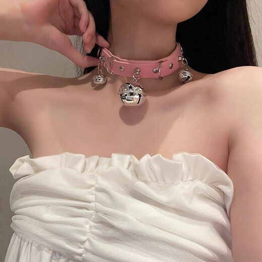 First Meeting Choker Puppy Necklace SM Daughter and Mother Love Dog Bell Collar Dog i Slave Couple Neck Dog Collar Couple Chinese Valentine's Day Pink Big Bell Collar Pink Bell Set