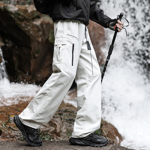 Foss Phil outdoor functional wind overalls men's autumn and winter windproof and water-repellent loose casual assault pants 8527 light gray XL