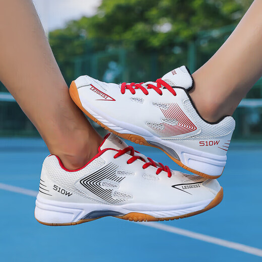 New 65z3 badminton shoes for men in autumn, anti-slip double mesh, lightweight rubber, wear-resistant, cushioning, children's competition shoes, white and red 42