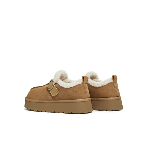 Tianmei Birkenstock shoes plush warm round toe solid color women's boots new style brown 36