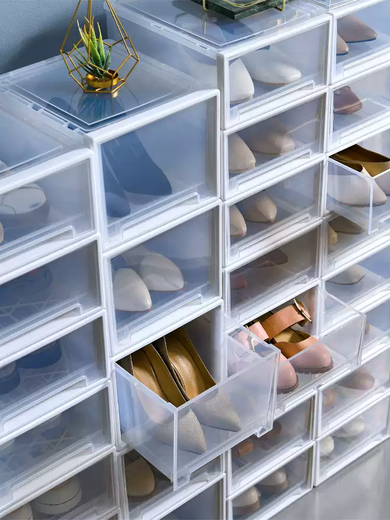 Extraordinary household products thickened transparent shoe box drawer type dust-proof and oxidized AJ collection-grade magnetic moisture-proof shoe cabinet storage box 36x28x22cm collection-grade high-definition fully transparent H style 12 pieces