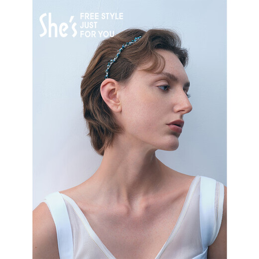 She s Qianzi Yaowo Declaration Flower Language Brilliant Craftsmanship Crystal Fine Hairband Light Luxury Headband Hairpin Headwear Birthday Gift for Women Symphony Blue C0