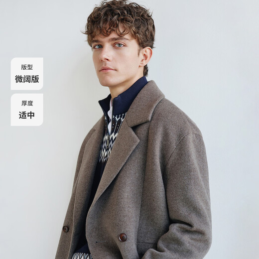 Navigare Italian small sailing medium-length woolen coat for men 2025 autumn and winter new old money style windbreaker jacket Mocha 2XL