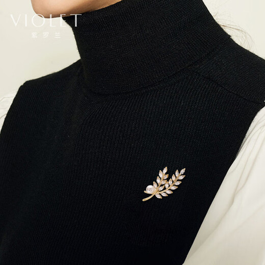 SNQP Autumn Wheat Pearl Brooch Feminine Exquisite Corsage Suit Birthday Gift Champagne Gold