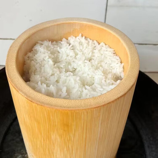 Steamed rice bucket bamboo steamed rice bamboo tube household whole bamboo rice bucket bamboo steamer fresh bamboo rice tube outer diameter about 17-18cm with lid + steaming cloth