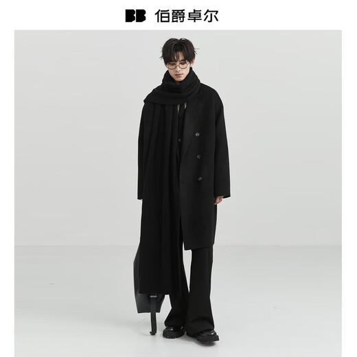 Earl Zall Cashmere Wool Blended Mid-Length Double-sided Wool Coat Men's 2025 Autumn and Winter New Jacket P541523 Chocolate Fudge XL (180)