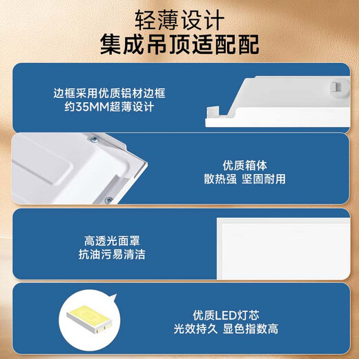 OPPLE high color rendering LED integrated ceiling light aluminum gusset light led ceiling flat light office panel light bathroom ceiling light 24W anti-glare 300*600