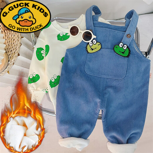 G.DUCKKIDS baby girl velvet suit autumn and winter style 2 children's clothes winter children's clothing baby overalls 1-year-old girl winter clothing pink 80 cm