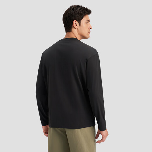 DESCENTE Essential series Henry collar quick-drying long-sleeved T-shirt sweater for men BK-BLACK L