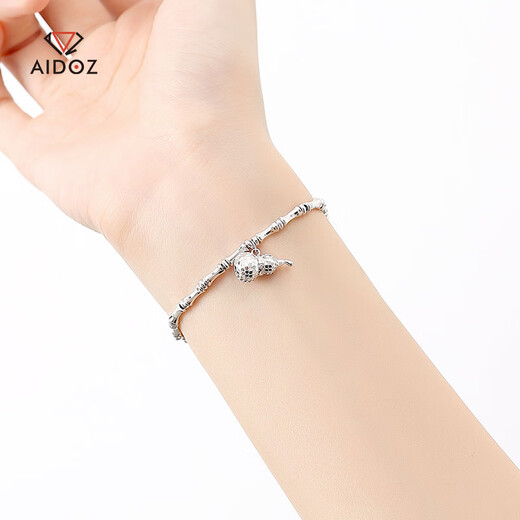 Aido Diamond pt950 platinum gourd bracelet for women, genuine platinum Fulu bamboo bracelet, lucky and lucky brand ingot bracelet, lucky and lucky bamboo bracelet 12.2-12.4g, length 16+3cm
