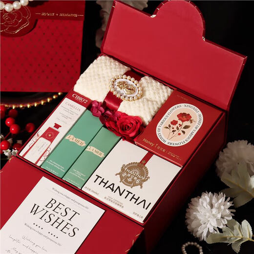 Wedding souvenirs for bridesmaids, high-end practical gift boxes for brides, light luxury high-end return gifts for girls, birthday gifts for girls 17. Camellia champagne gold gift box