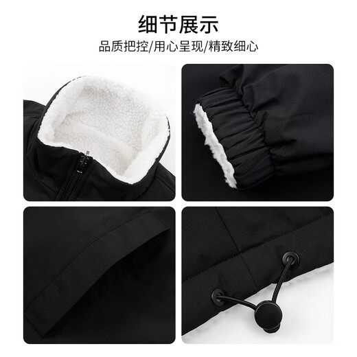 NASA GISS cotton coat men's winter trendy double-sided lamb velvet warm windproof bread coat cotton-padded jacket for men black XL