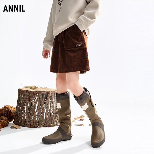 Annai Children's Clothing Girls Full Waist Skirt 2025 Autumn New Style Plastic Tang Brown 140cm