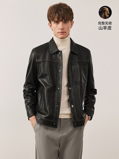 Navikel итальянская козья кожаная черная рабочая одежда кожаная куртка мужская осенняя повседневная кожаная куртка темно-ночная черная S