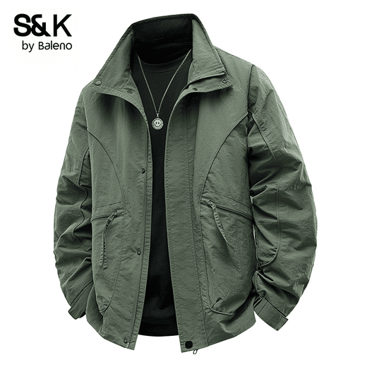 Baleno BALENOS&K work jacket men's 2025 new spring and autumn stand-up collar windproof top trendy solid color jacket JK8811 burgundy L size recommended 11-125Jin Jin is equal to 0.5 kg