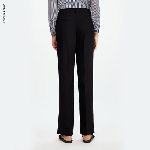 Langzi Big Heroine Langzi high-waisted temperament slim straight business commuter pants 2025 autumn new trousers for women black M
