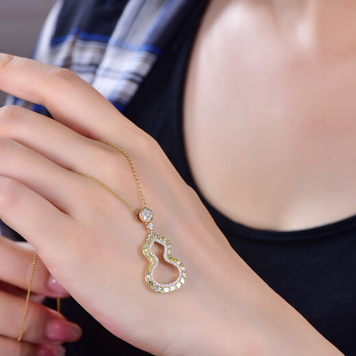 Personal jewelry, natural colored gemstone pendant, 18K gold diamond necklace, fashionable gourd style yellow sapphire jewelry, 1.81 carat yellow sapphire pendant, chain not included (chain can be customized)