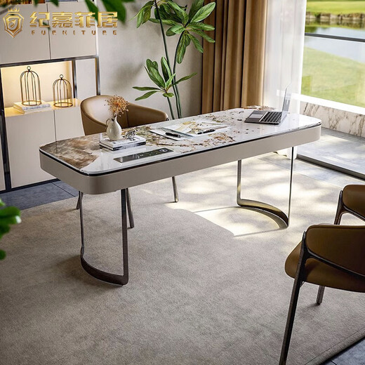 Jijiafeiju modern light luxury desk home desk study designer simple slate Italian style minimalist desk lacquered surface + without desktop socket - desk 1.2m