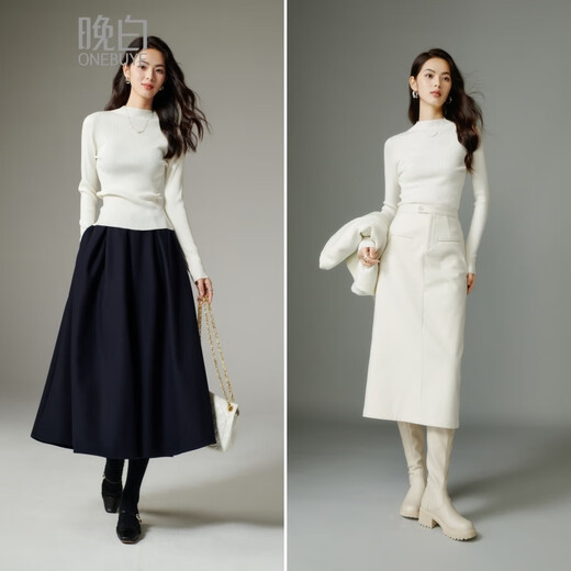 Late White New Product 2025 Autumn Fashion Sweater Versatile Solid Color Casual Commuting Sweater Women's Off-White XL