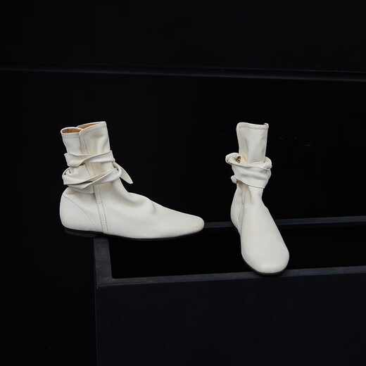 LE MURMURELe Murmure original design niche short boots designer strappy fashionable boots retro ankle boots for women spring Spirulina green 35