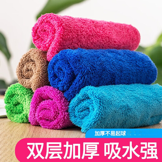 Ren Ying seven-color cleaning rags for household cleaning, absorbent water, not easy to shed lint, thickened towels, glass bamboo fiber dishcloths, 5 brown coral velvet rags