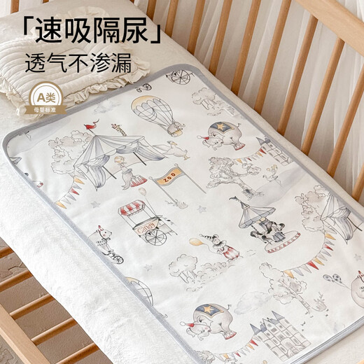 Baby changing pad waterproof and washable cotton surface newborn baby large size sheet breathable aunt care pad Circus - skin-friendly combed cotton (recommended to prepare 2-3 for easy replacement and washing) 60x120cm