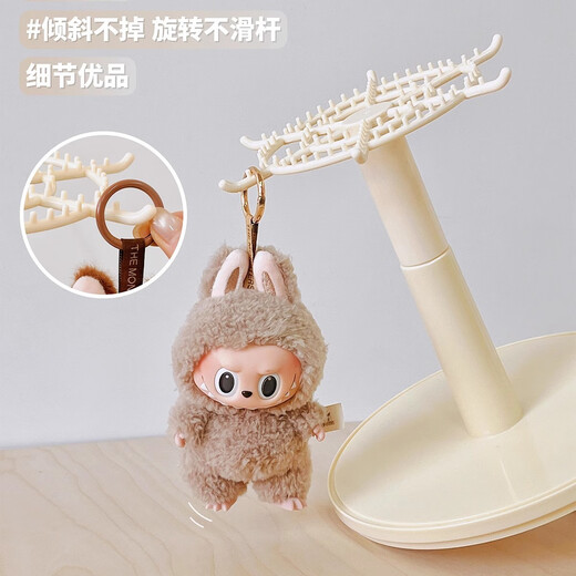 Manle rabbit labubu pendant display box rotating transparent labubu plush doll doll hand blind box storage display stand milk white hanging labubu display box no installation required out of the box