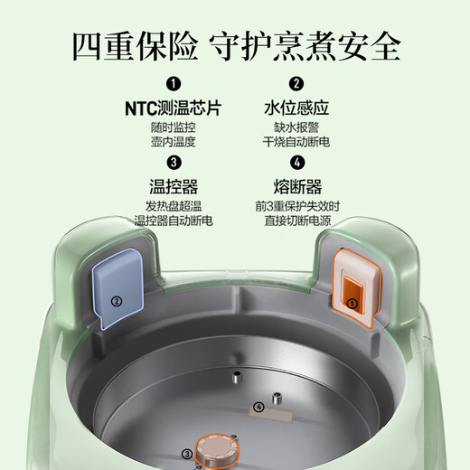 Beiding (Buydeem) health kettle all-glass kettle self-operated multi-functional stew kettle teapot one-piece office household thermostatic kettle electric kettle 1.2L FK571 light fir green