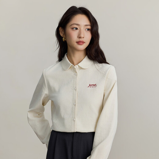 INMAN pure cotton commuting simple long-sleeved shirt for women 2025 autumn and winter versatile loose casual corduroy shirt beige L