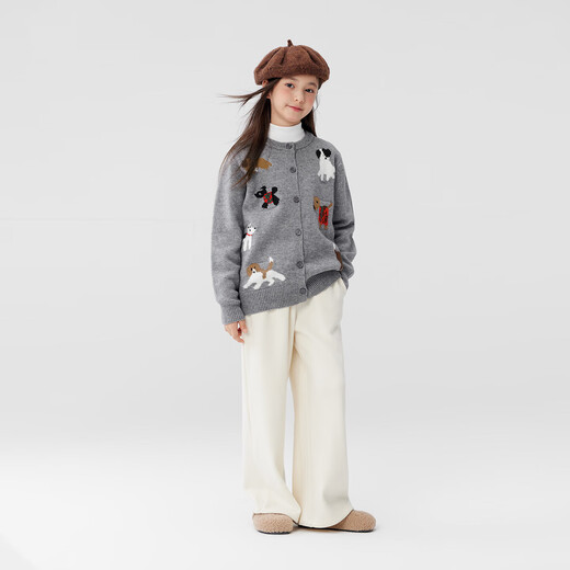 Zuoxi Girls Sweater Cardigan Autumn and Winter Children's 2025 New Big Girl Red Knitted Jacket Red 160