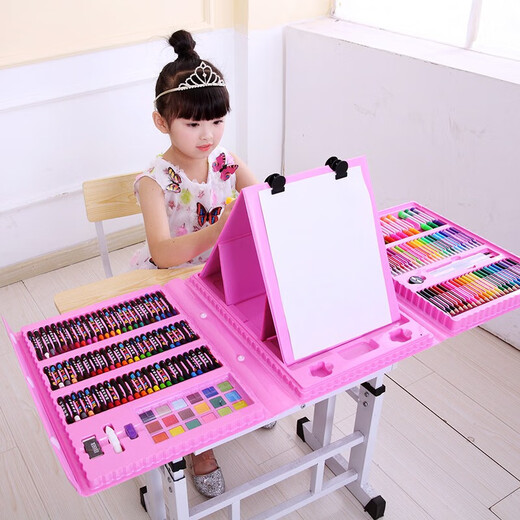 Haofanjie Brush Set Painting Gift Box 5 Painting 10 Children's Educational 9 Toys 6-12 Years Old 9 Girls and Boys Birthday Gifts 7 Deluxe Edition Set with Easel Toys for Girls Washable Toddler Coloring Pens