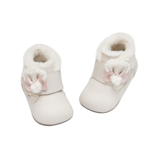 DAVE&BELLA Winter-Pre-Step-Schuhe für neue Baby-Mädchen, Baby-Prinzessin-Schuhe für Neugeborene, weiche Sohlen, Kleinkind-Schuhe, Creme-Aprikose, bereit, Größe 15