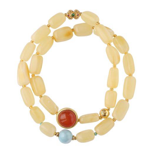 Potala Palace beeswax sea grain stone multi-circle bracelet for men and women turquoise 925 silver transfer bead bracelet birthday gift for girlfriend