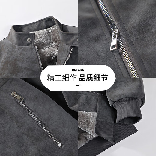 NASALIKE official leather jacket men's autumn and winter American lapel leather jacket men's large size warm velvet jacket handsome motorcycle suit N98 brown velvet XL (168-175cm 130-150Jin Jin equals 0.5 kg)