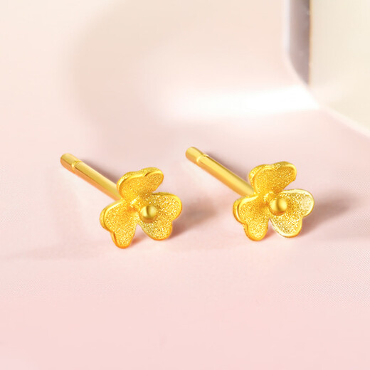 Saturday Fu Xiaojinhua Pure Gold 999 Gold Earrings Girls Birthday Gift Price AC090379 One Pair Approximately 0.64g