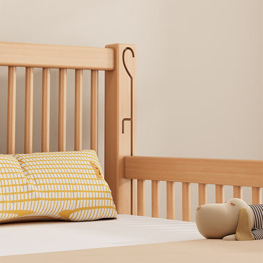 Qiuying liftable beech wood spliced bed crib widened spliced large bed children's bedside bed spliced bed with three side lifting 5cm mattress + 7A antibacterial cotton bedside can lift length 200 width 60 height 35 60 guardrails
