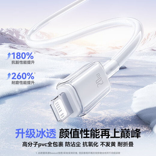Baseus Apple data cable Type-c charging cable PD20W fast charging ctol cable suitable for iPhone14/13ProMax/12/11/Xs car mobile phone ice white 2 meters