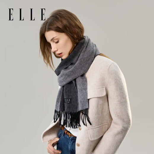 ELLE gift box 100% wool scarf for women double-sided autumn and winter thickened warm shawl and scarf gift