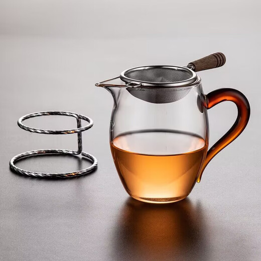 Dekoou 304 stainless steel tea drain fair cup tea filter tea tea water separator filter tea separator tea set tea set stainless steel filter set (small wooden handle) + red handle penguin male cup