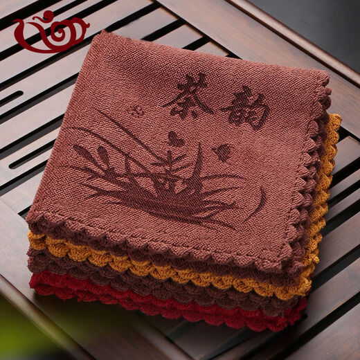Jidaocook thick absorbent tea towel cotton and linen coffee table tea table rag wipe pot towel kung fu tea special towel tea mat tea tablecloth tea coffee color 5 pack