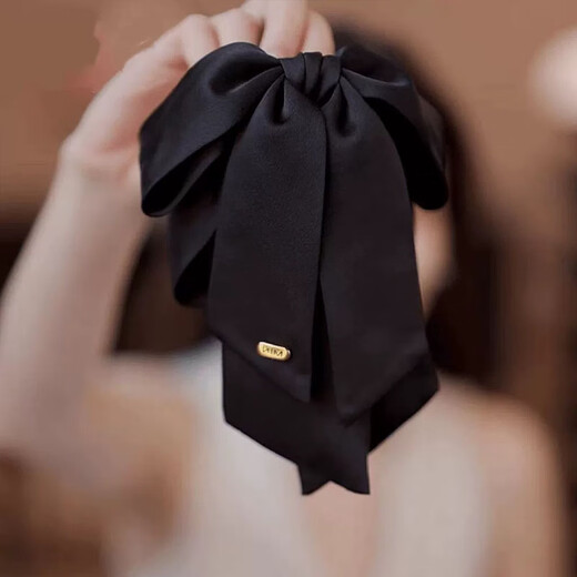 Li Qing Bow Ponytail Clip Satin Hairpin French Ribbon Hair Clip High-end Hair Accessories Back of the Head Hairpin Clip