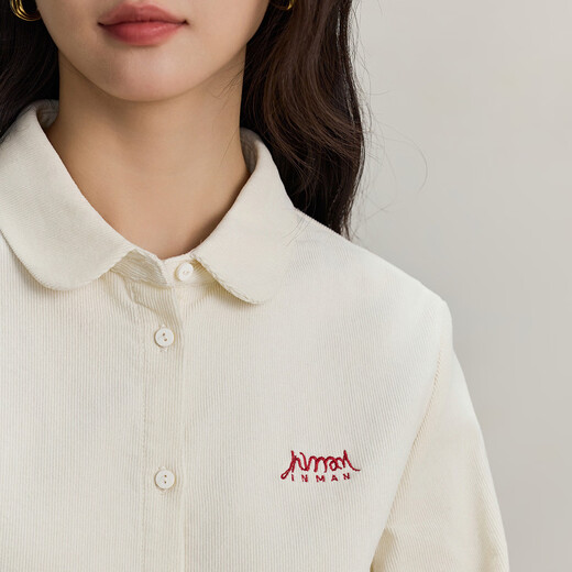 INMAN pure cotton commuting simple long-sleeved shirt for women 2025 autumn and winter versatile loose casual corduroy shirt beige L