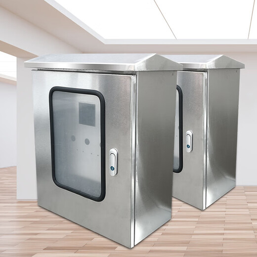 Distribution box double door stainless steel 304L outdoor rainproof and waterproof box monitoring instrument box indoor and outdoor door distribution cabinet silver stainless steel 201 plate 500x400x300mm inner door drilled as shown 1mm regular thickness